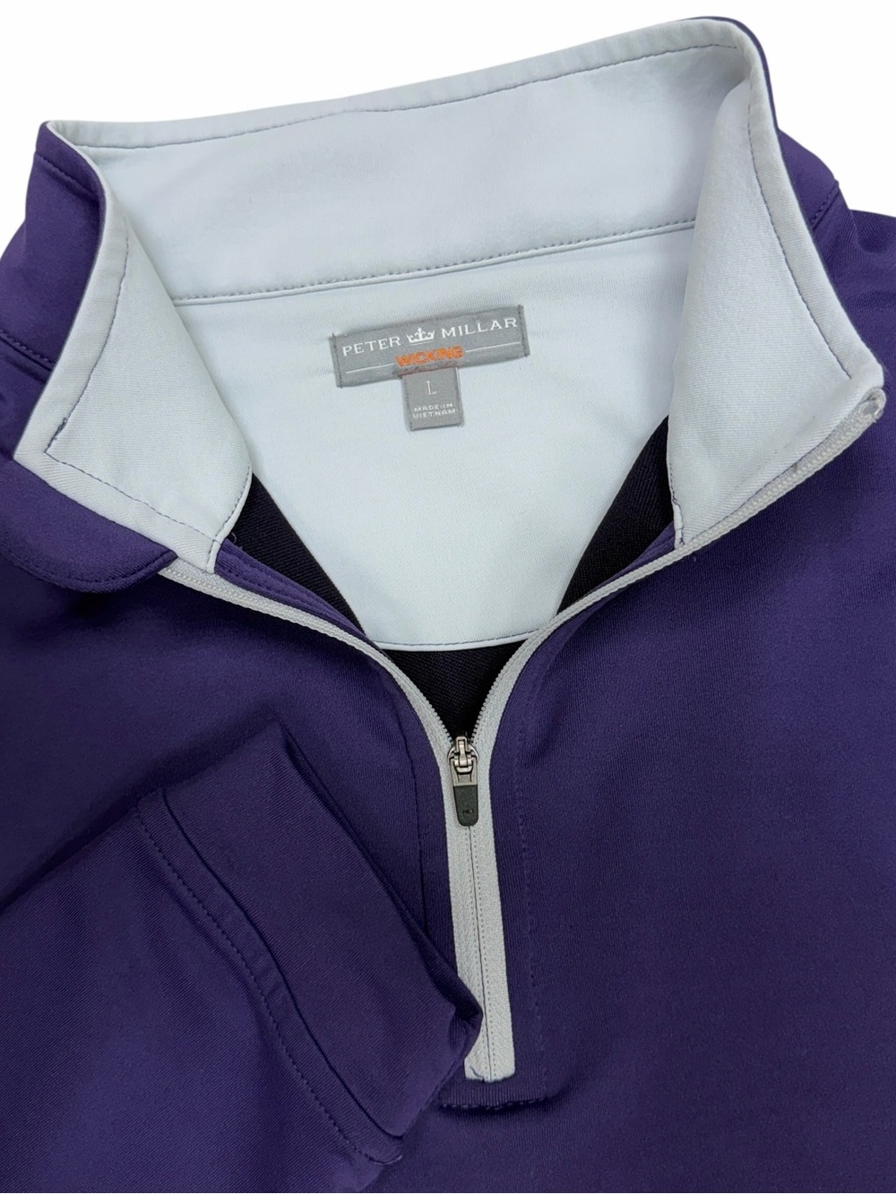 Peter Millar Perth Mens Large Purple Performance Zip Golf Pullover Crown Stretch